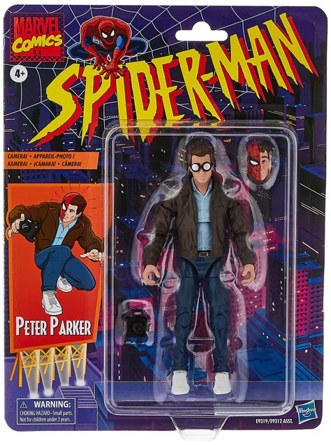 CARTOON-INSPIRED ACCESSORIES These Spider-Man action figures come with 5 series-inspired accessories, including Peter Parker's camera. . Peter parker action figure
